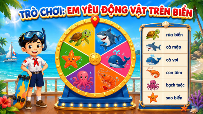 Mình tạo trò chơi em yêu động vật trên biển để học sinh hứng thú